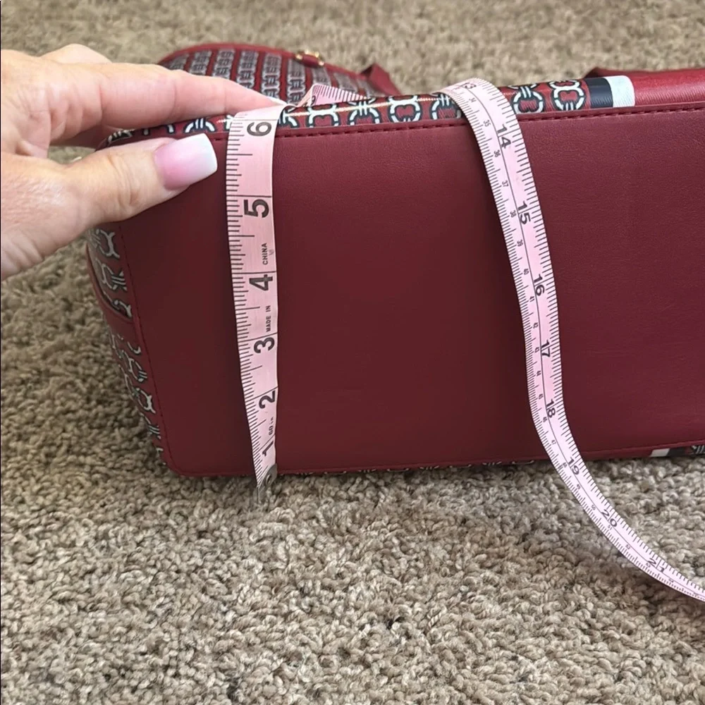 Tory Burch Red Logo-Pattern Gemini Link coated canvas tote bag